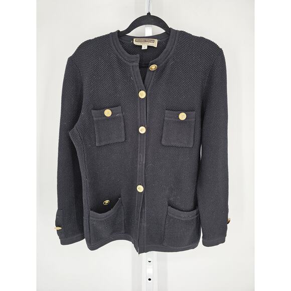 Vintage Worldly Things by Styltricot Wool Made in Italy Cardigan Blazer Black 12 - Picture 1 of 5